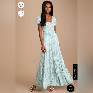 Ready to Bloom Ivory Floral Print Smocked Tiered Maxi Dress